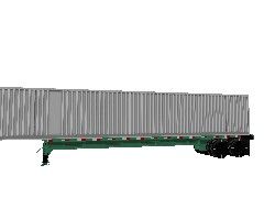 Intermodal Trailer 53' white container on green chassie