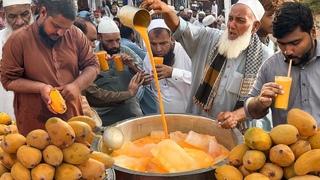 Hardworking Old Man Making Mango Juice  Roadside Drink Ice Mango Milkshake | Karachi Street Food