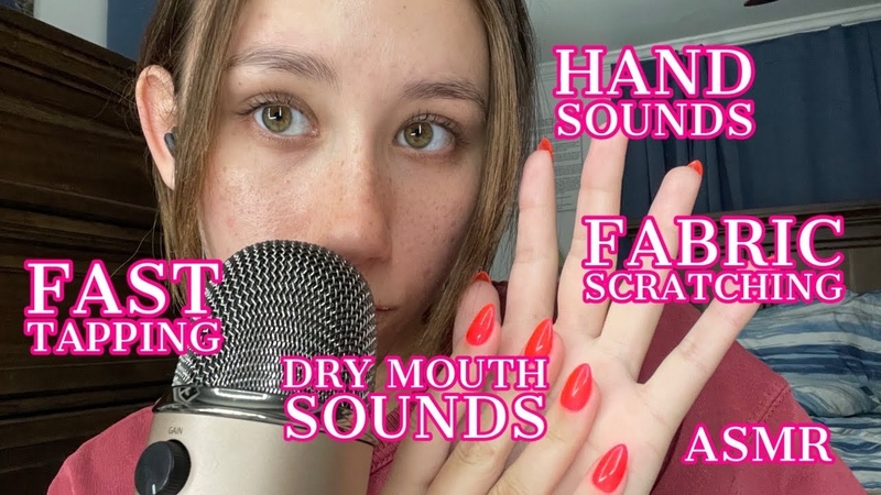 ASMR, dry mouth sounds, fabric scratching, tapping, and hand