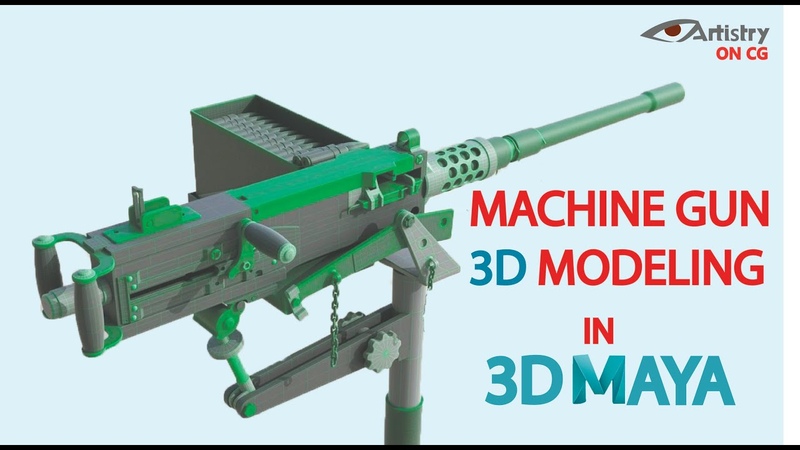 Maya 2021 tutorial: How to model Machine Gun( full tutorial ) Autodesk 3 D Maya Modeling Hard