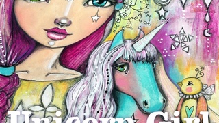 Unicorn Girl - Mixed Media Art with Willowing