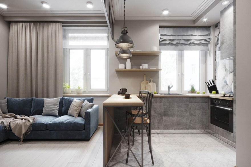 Проект квартиры-студии 27 м квадратной планировки.