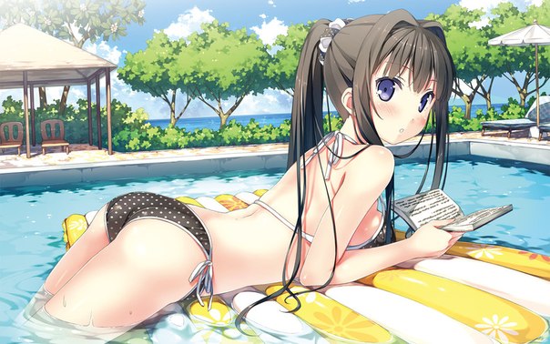 Young bikini anime outdoor